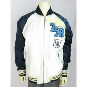 Live Mechanics white blue bomber jacket  L